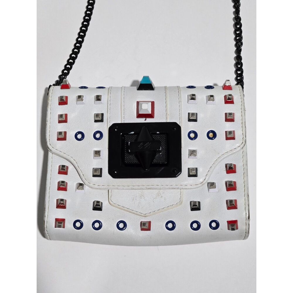 Emm Kuo Studded Crossbody Bag | Luxury White Multi Flap Convertible Purse